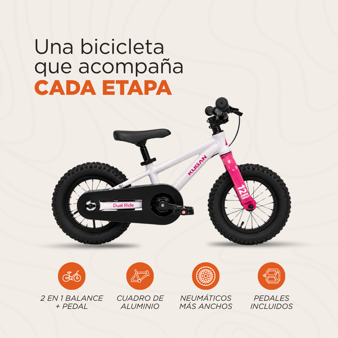 Bicicleta Niño 2 en 1 Dual Ride 14 - White/Pink